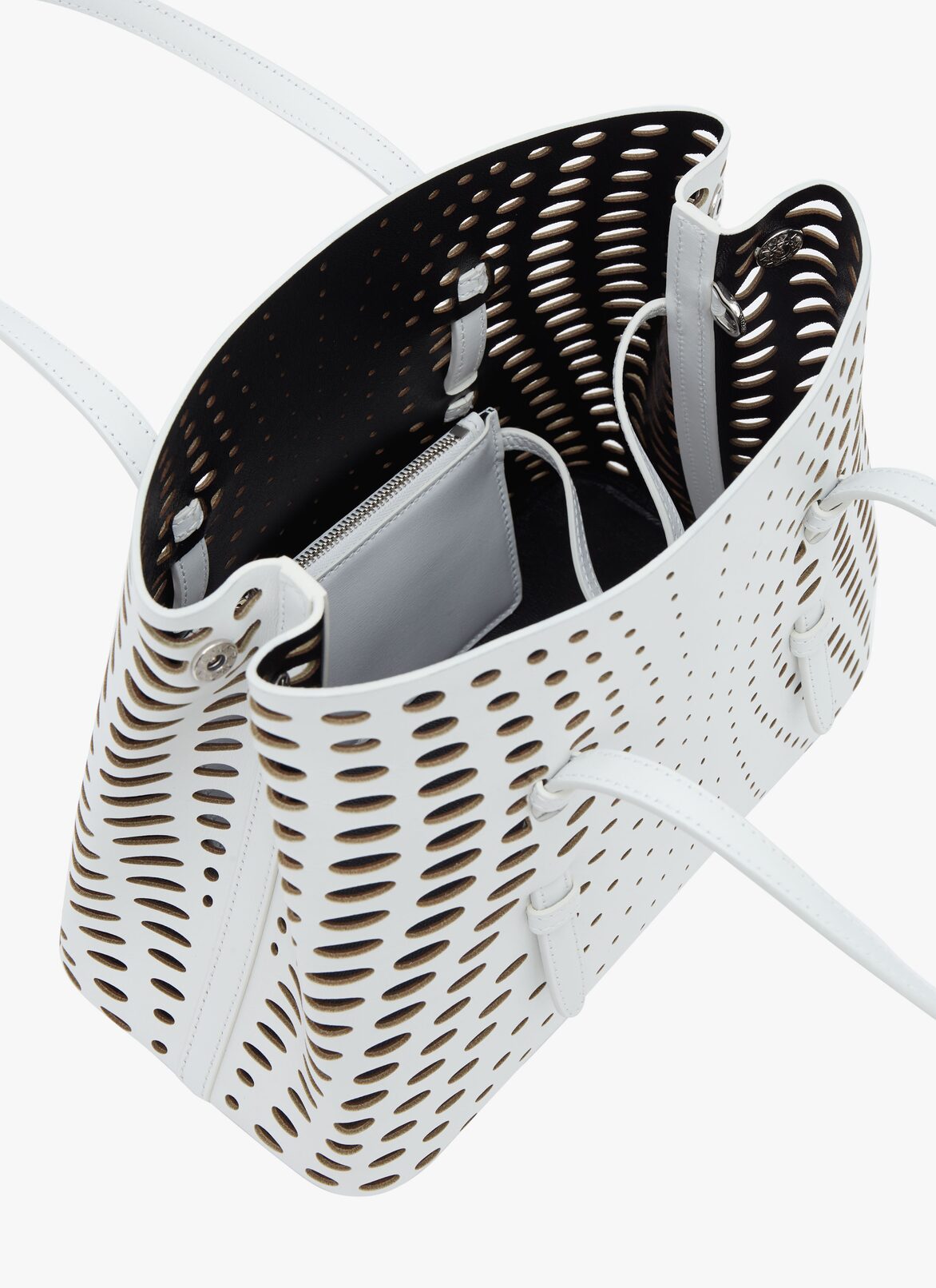 Mina 25 bag in optical perfo lux calfskin ALAÏA OPTIC WHITE MINA 25 BAG IN OPTICAL PERFO LUX CALFSKIN